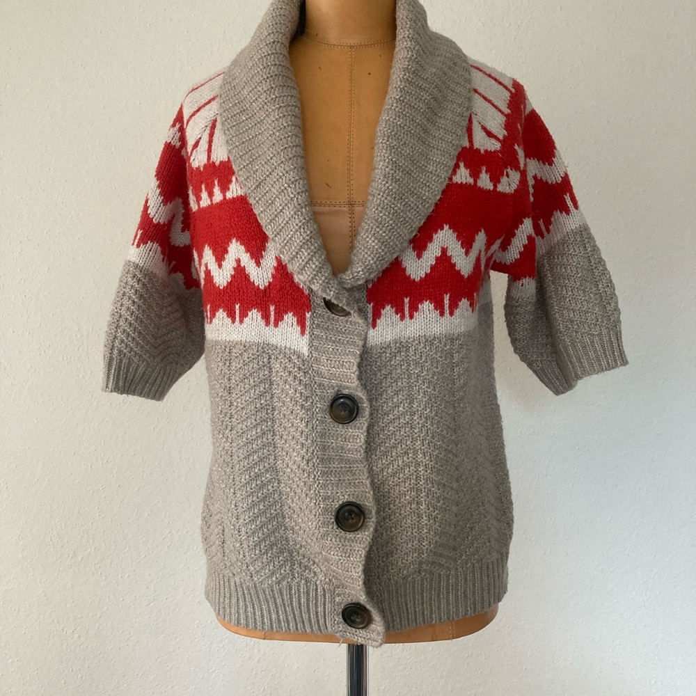 Old Navy Fairisle short sleeve button up cardigan sweater size large